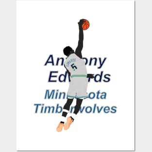 Anthony edwards jumps with the ball Posters and Art